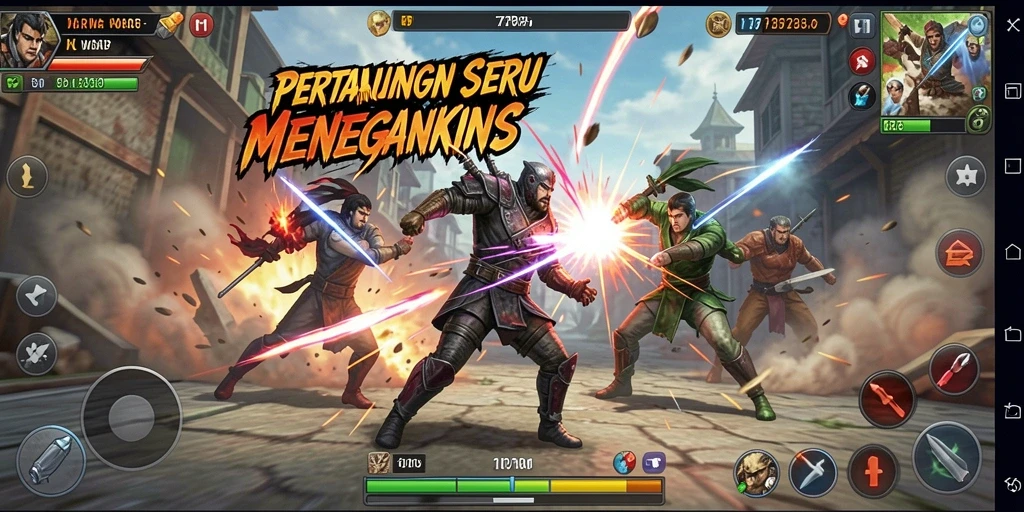 Screenshot gameplay 77RP menampilkan aksi pertarungan yang seru.