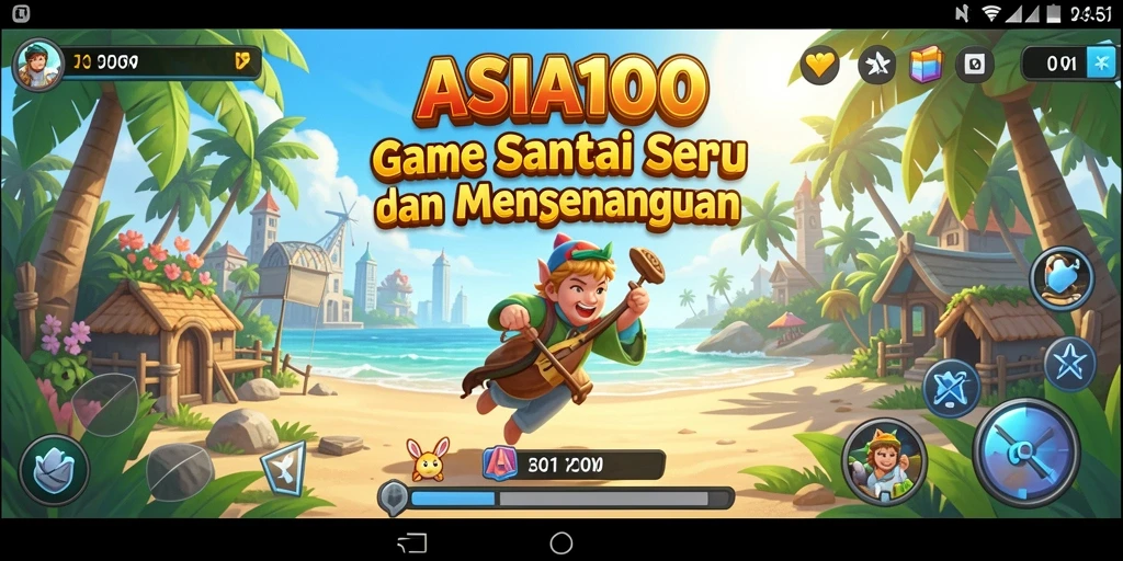 Tampilan gameplay ASIA100 yang seru dan interaktif.