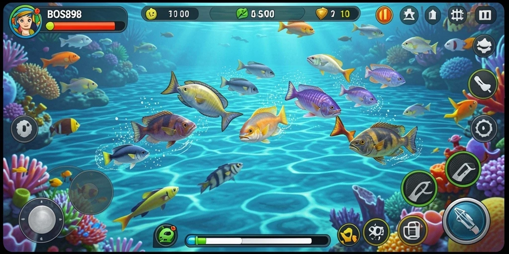 Screenshot gameplay Tembak Ikan dengan aksi menembak ikan yang seru.