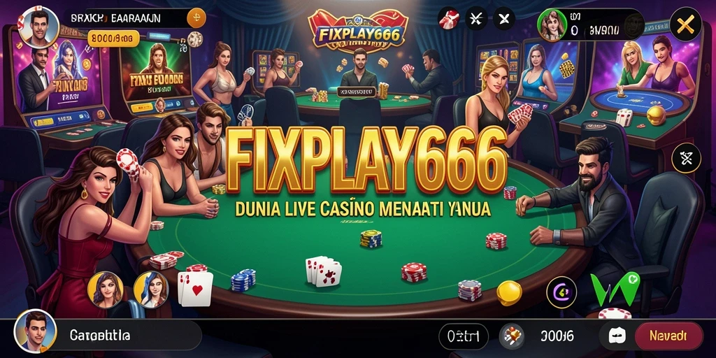 Screenshot gameplay FIXPLAY666 menampilkan dealer langsung yang berinteraksi dengan pemain.