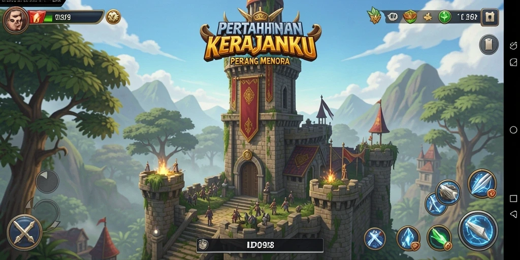 Tangkapan layar menampilkan aksi seru gameplay Tower Defense ID098.