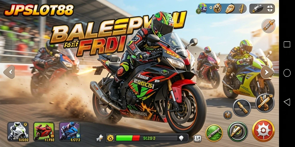 Gameplay intense balap motor yang seru dan penuh aksi.