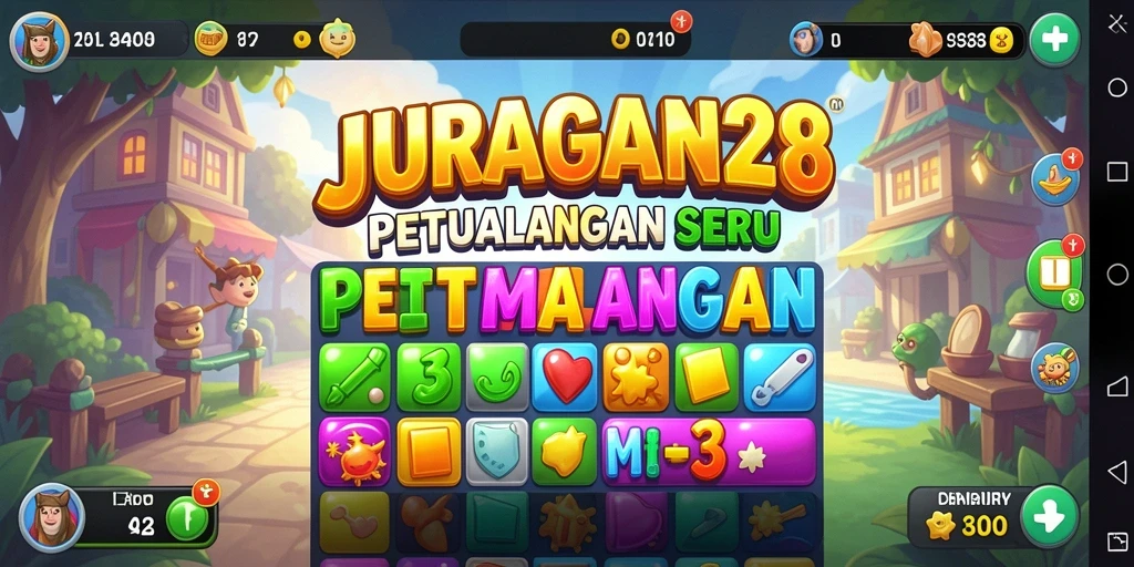 Tampilan gameplay JURAGAN28 yang penuh warna dan menantang.