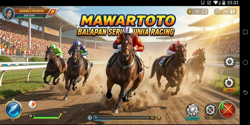 Screenshot gameplay MAWARTOTO menampilkan aksi balapan seru penuh ketegangan.