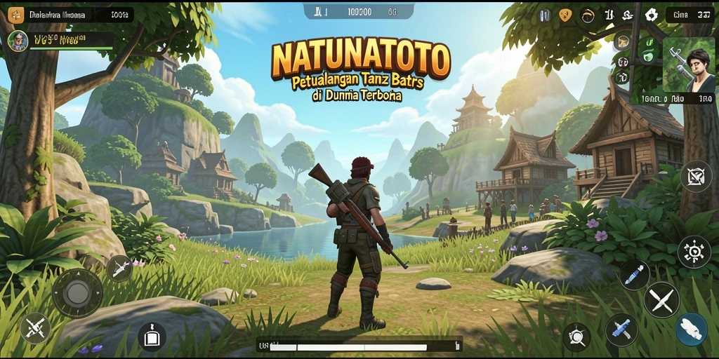 Screenshot gameplay NATUNATOTO menampilkan petualangan seru di dunia terbuka.