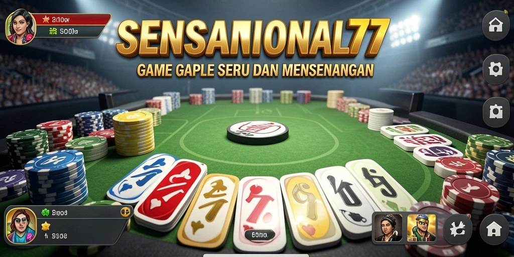 Tampilan screenshot utama SENSATIONAL77 menampilkan gameplay Gaple yang seru.