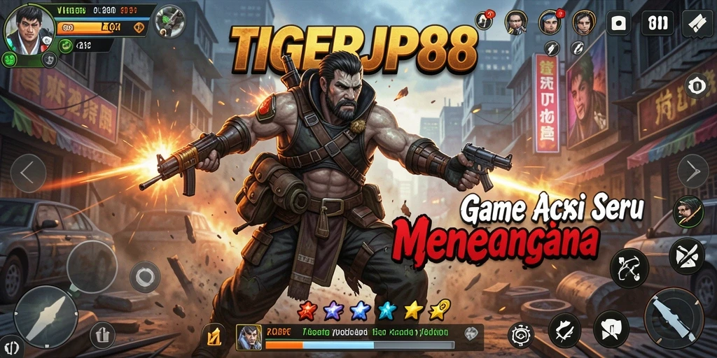 Screenshot menampilkan aksi intens dan gameplay seru dari TIGERJP88.