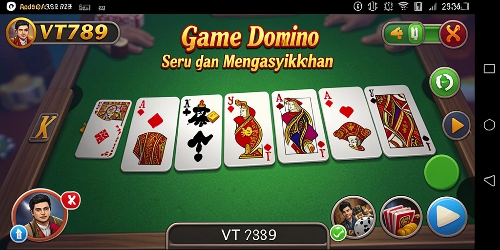Screenshot tampilan gameplay Domino VT789 yang seru dan interaktif.